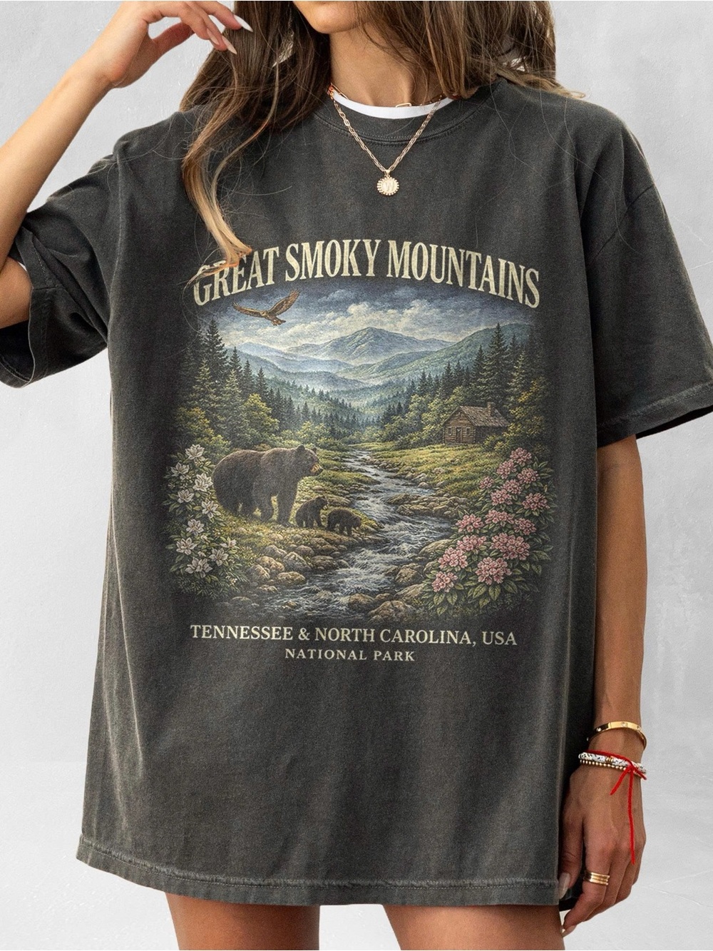 Great Smoky Mountains Graphic T-Shirt - Black - Unbranded
